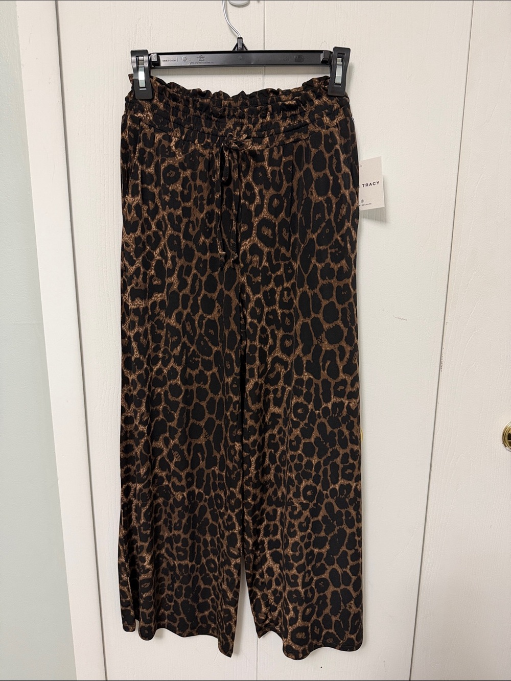 Ellen Tracy Black and Brown Leopard Wide-Leg Pants